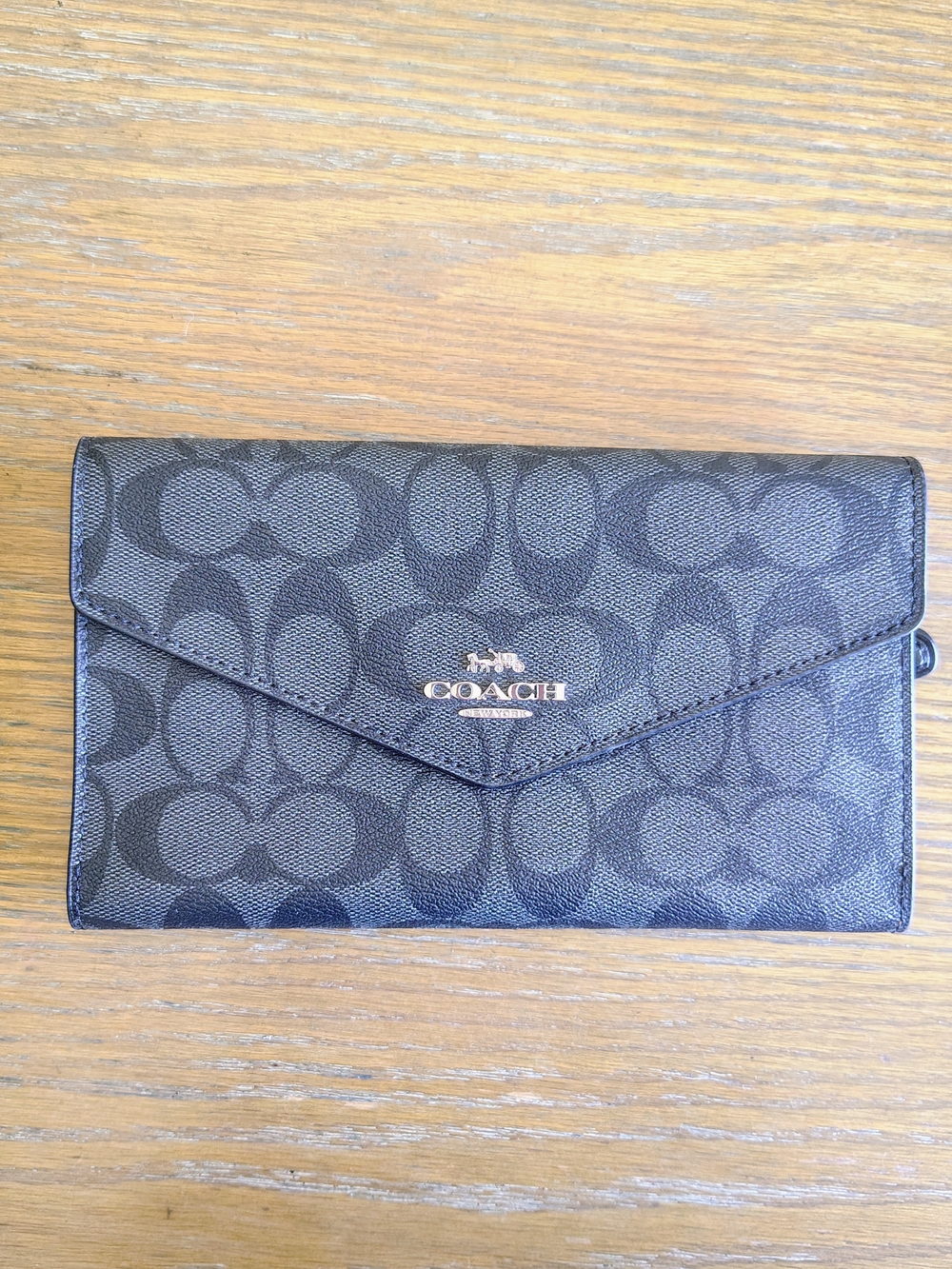 NWT Coach Mens Signature Travel Envelope Wallet Graphite Black C1962